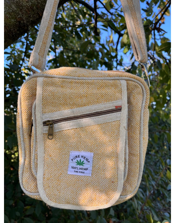 Ethno kabelka z konope - žlto biela